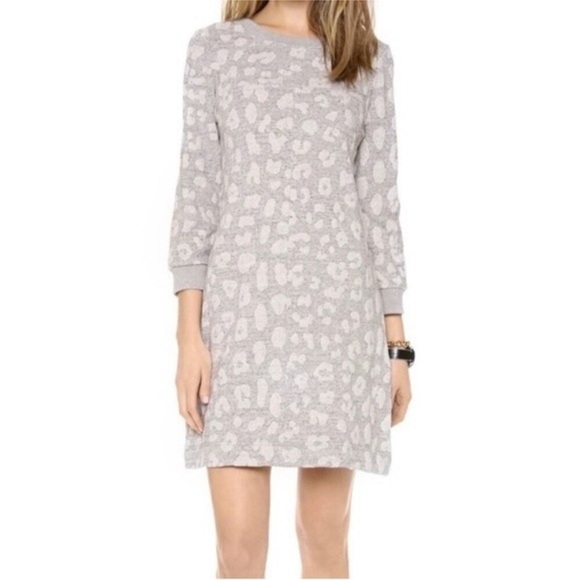 Marc by Marc Jacobs Leona Terry Leopard Print Mini Sweater Dress Light Grey - Picture 1 of 12